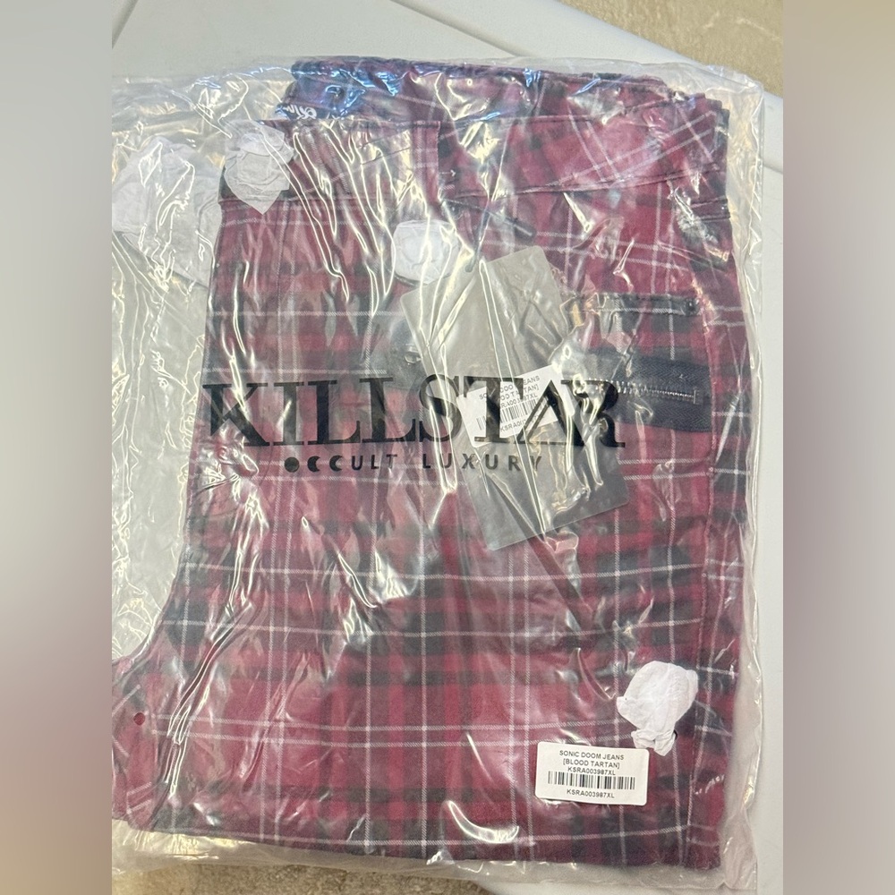 NWT Killstar Sonic Doom Jeans (Blood Tartan) size XL - Picture 8 of 10
